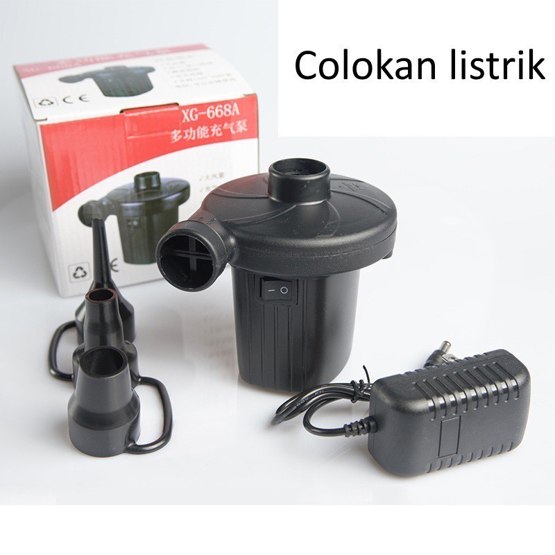 Pompa Angin Listrik Portable - Plug Eropa (Colokan Rumah) Pompa Angin Ban Mobil 12V - Casan Aki Mobi