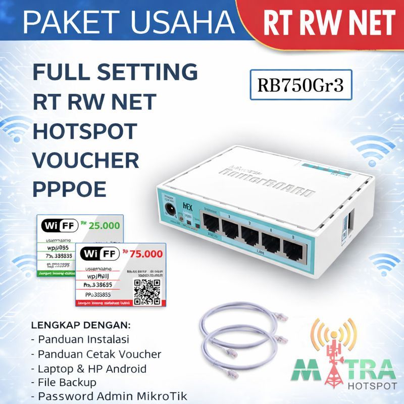 Mikrotik RB750Gr3 Full Setting Hotspot Voucher Siap Pakai RT RW Net 100 User