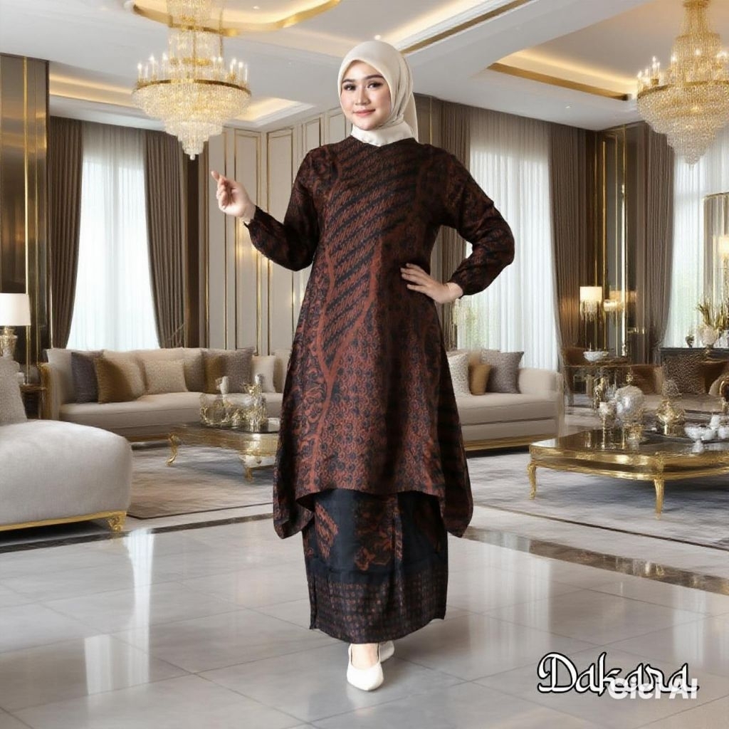 ALAZZA-set batik wanita bahan dobby sutra viscose/set batik wanita super mewah/baju kondangan wanita
