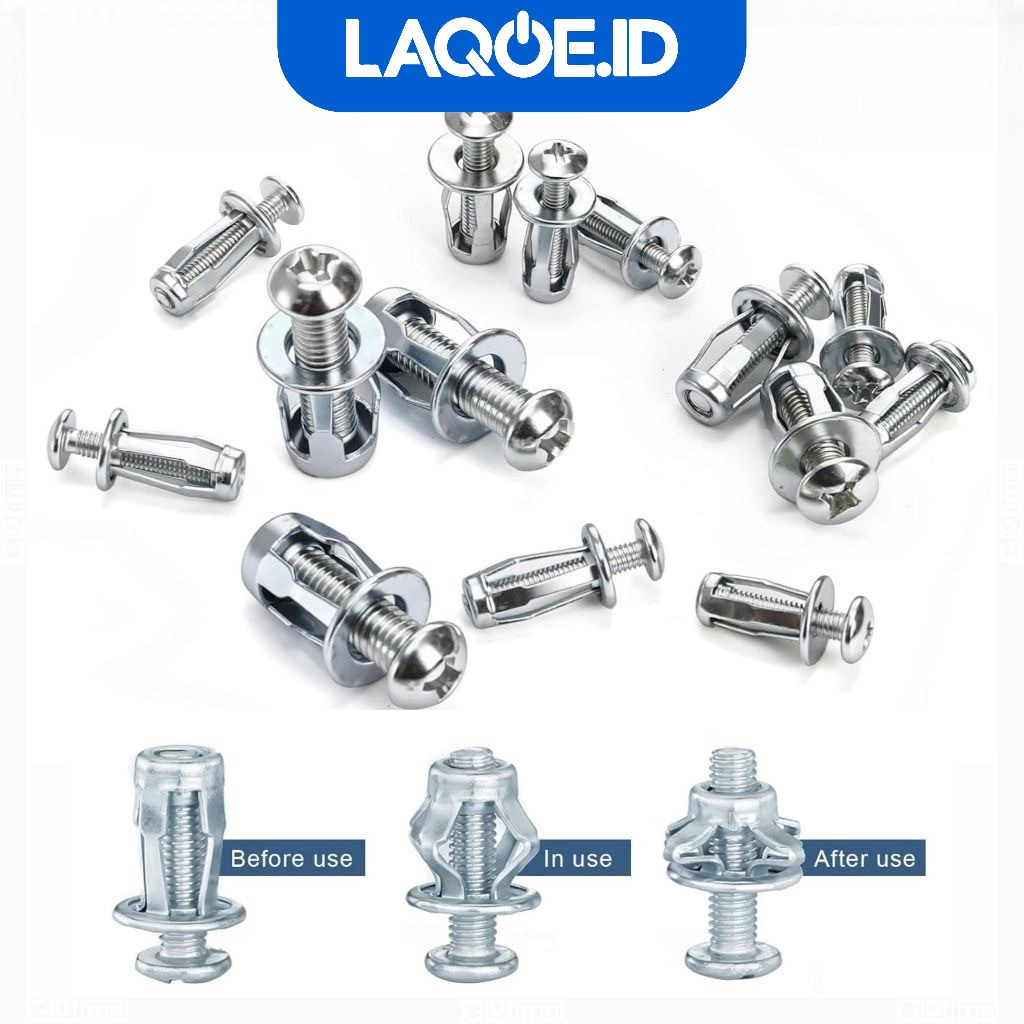 10PCS Jack Nut M5 x 25mm Rivet Plat Metal Mur Baut Drat Sekrup Fisher HM1110