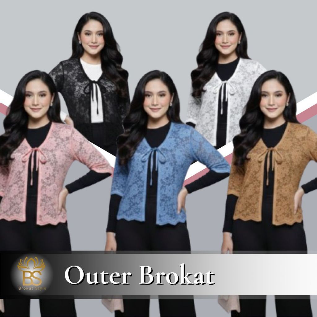 outer cardigan brokat korean style / outer brokat lengan pendek tali depan / outer cardigan brokat w