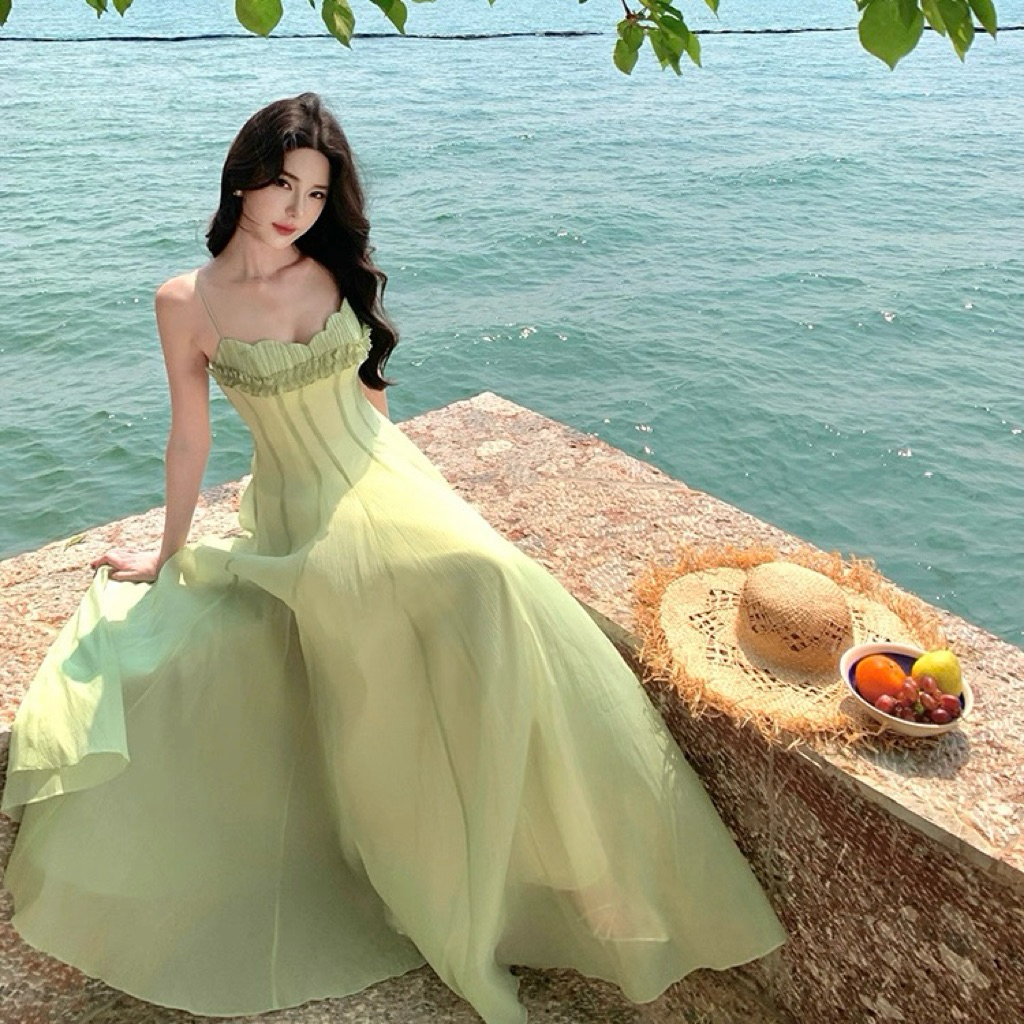 LONG DRESS GAUN PANJANG ELEGANT GREEN HIJAU MX366