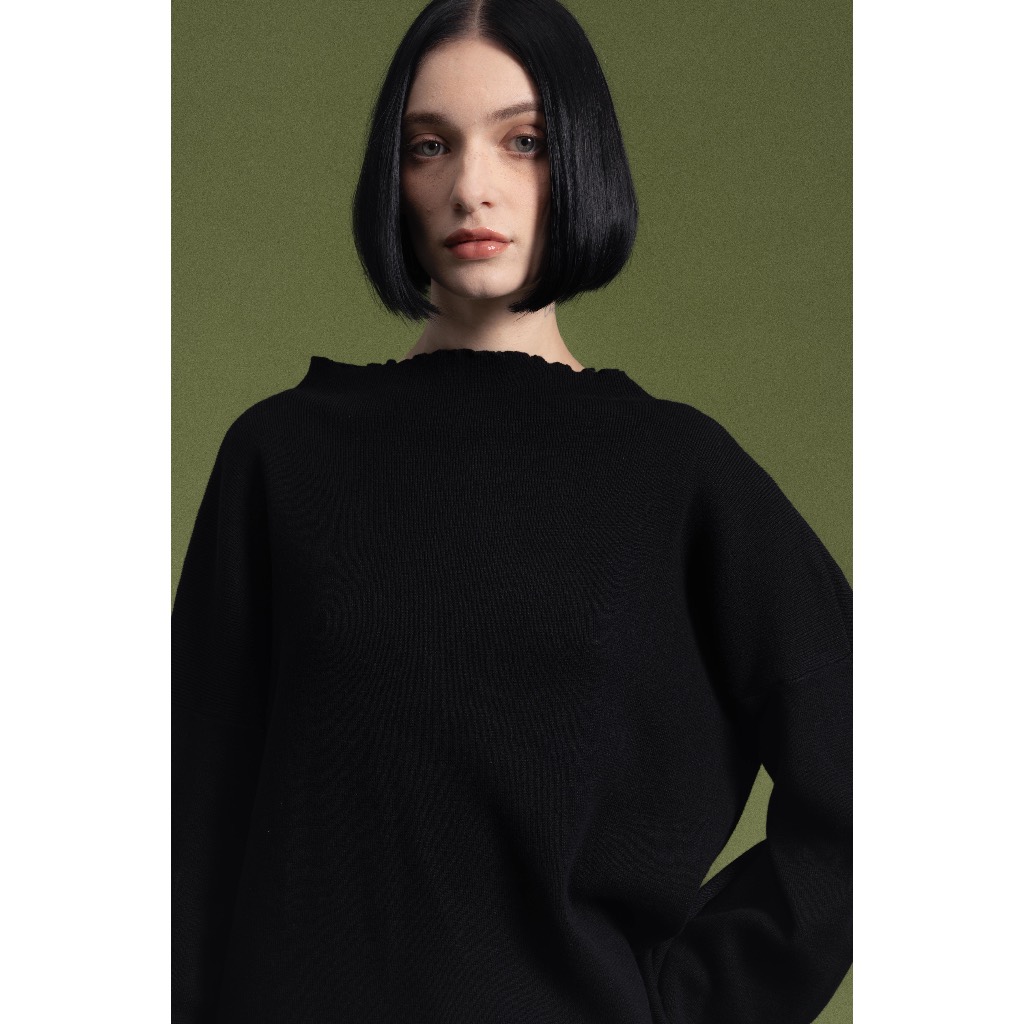 Lady Of The Moon - Relaxed Boat Neck Knit Top