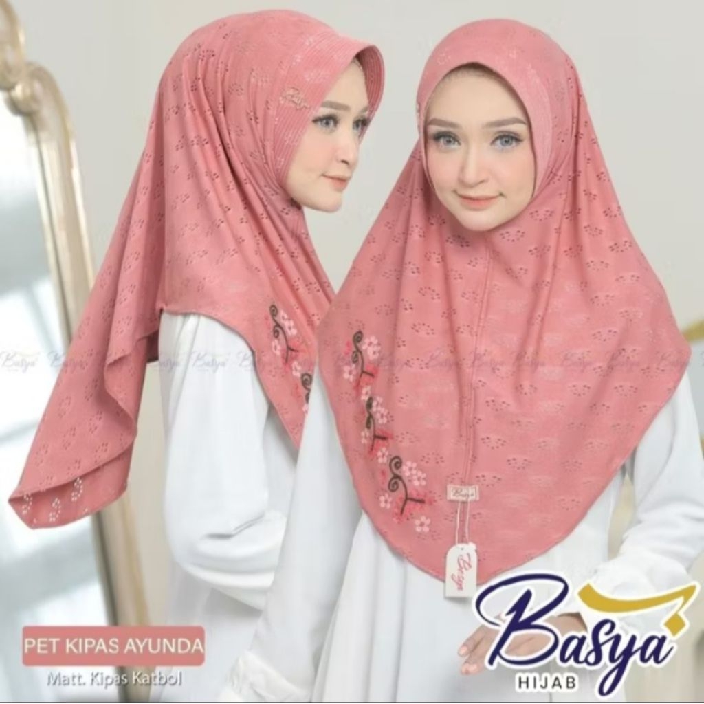 (BASYA) PET KIPAS AYUNDA hijab instan pet motif hijab jersey katbol jilbab bolong hijab instan