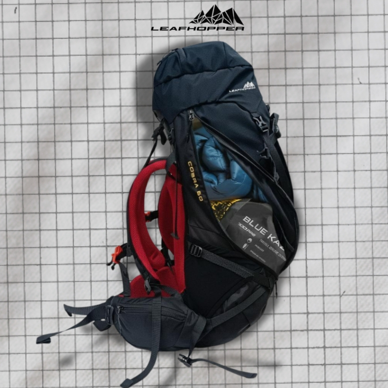 Tas Ransel Hiking 60L Tahan Air - Tas Carrier Cobra - LEAFHOPPER COBRA dengan Fit Bionic & Suspensio