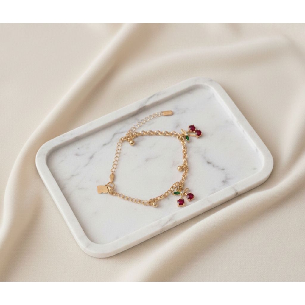 gelang titanium rantai cerry lapis emas