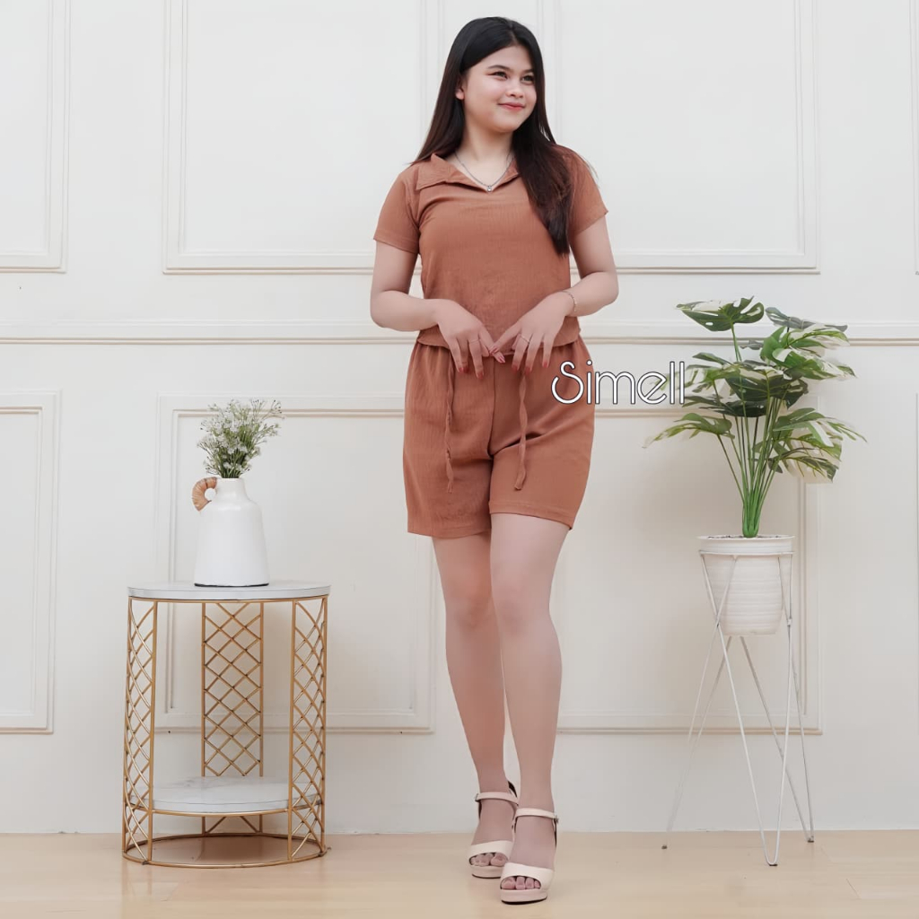 Setelan Baju Tidur Pendek Motif Polos Rayon