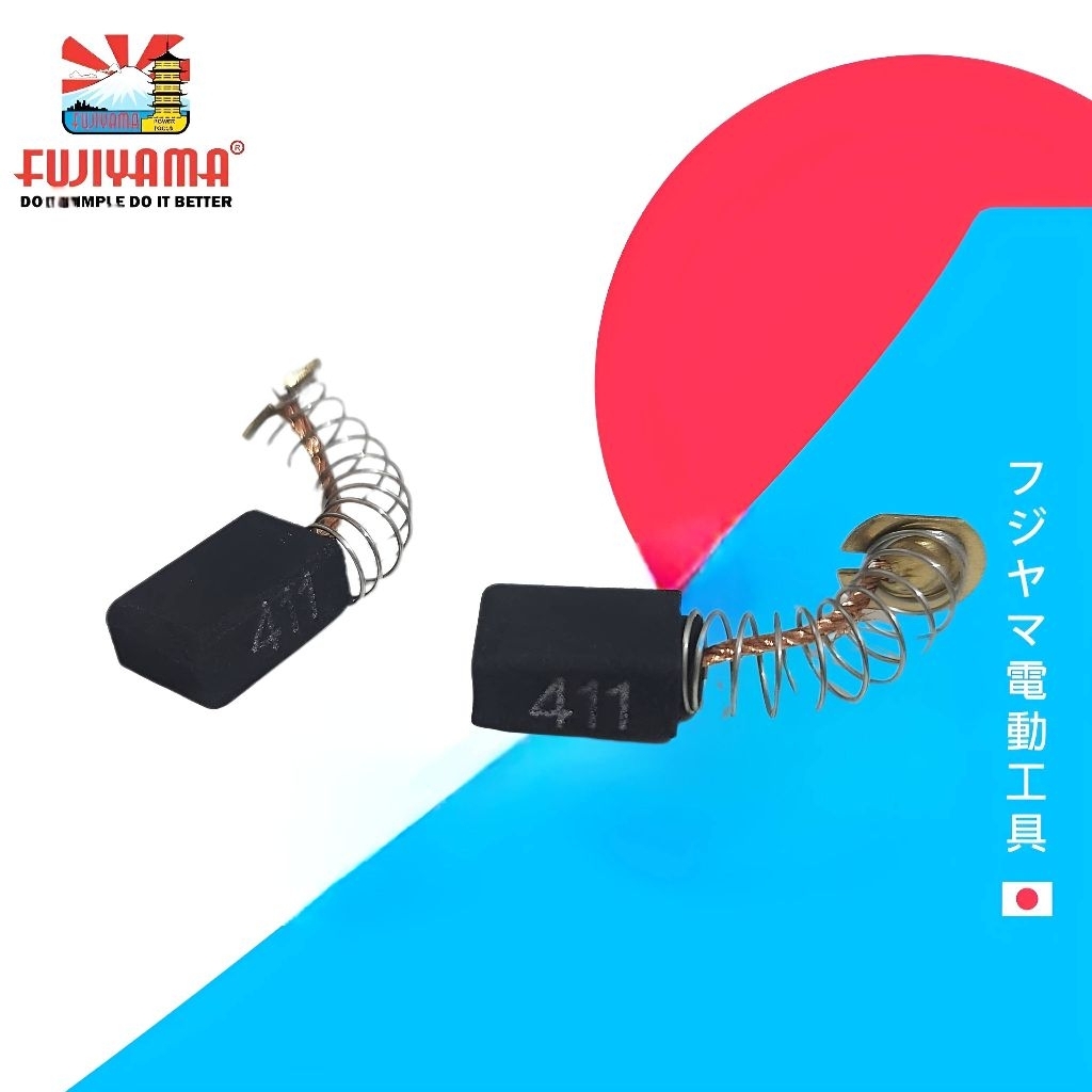 ORIGINAL FUJIYAMA CARBON BRUSH 411 ARANG MESIN GERINDA PROFIL MAKTEC MAKITA / CB 411 / SPULL ARANG 4