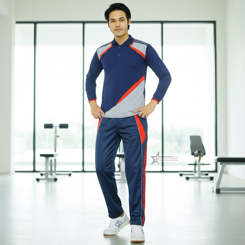 Baju Olaraga Pria Lengan Panjang 1 set Training / Setelan Kaos Training Olahraga