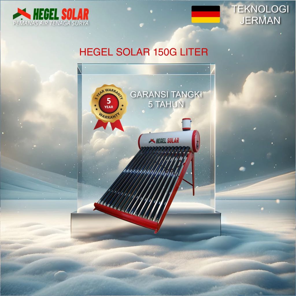 Hegel Solar Water Heater 150 Liter Galvanized Stainless Steel 304 Desain Modern 5 Tahun Garansi Tang