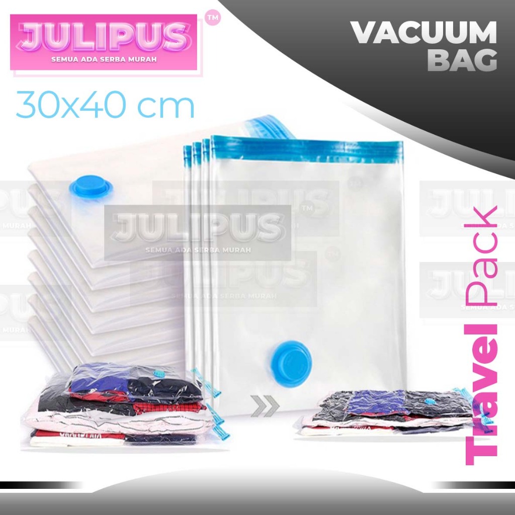 Vacum Bag Pakaian Travel Plastik Kompresi Tahan Air Ukuran 30x40cm untuk 1 baju