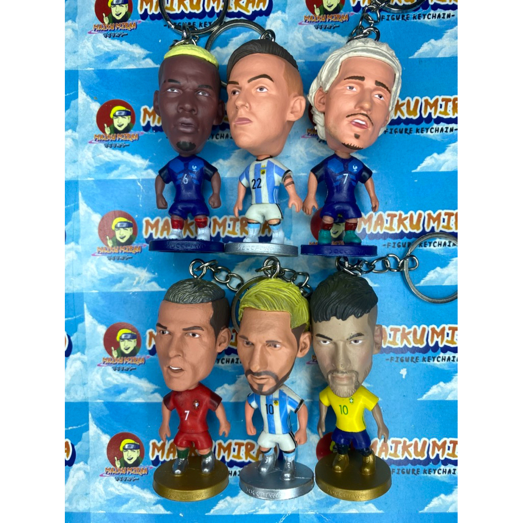 Figure Keychain / Gantungan Kunci Sepak Bola football Ronaldo Messi Neymar Pogba Dybala Griezmann