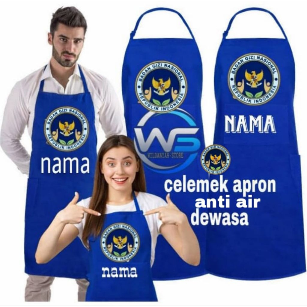 celemek/apron dewasa anti air celemek logo mbg ataw sppg