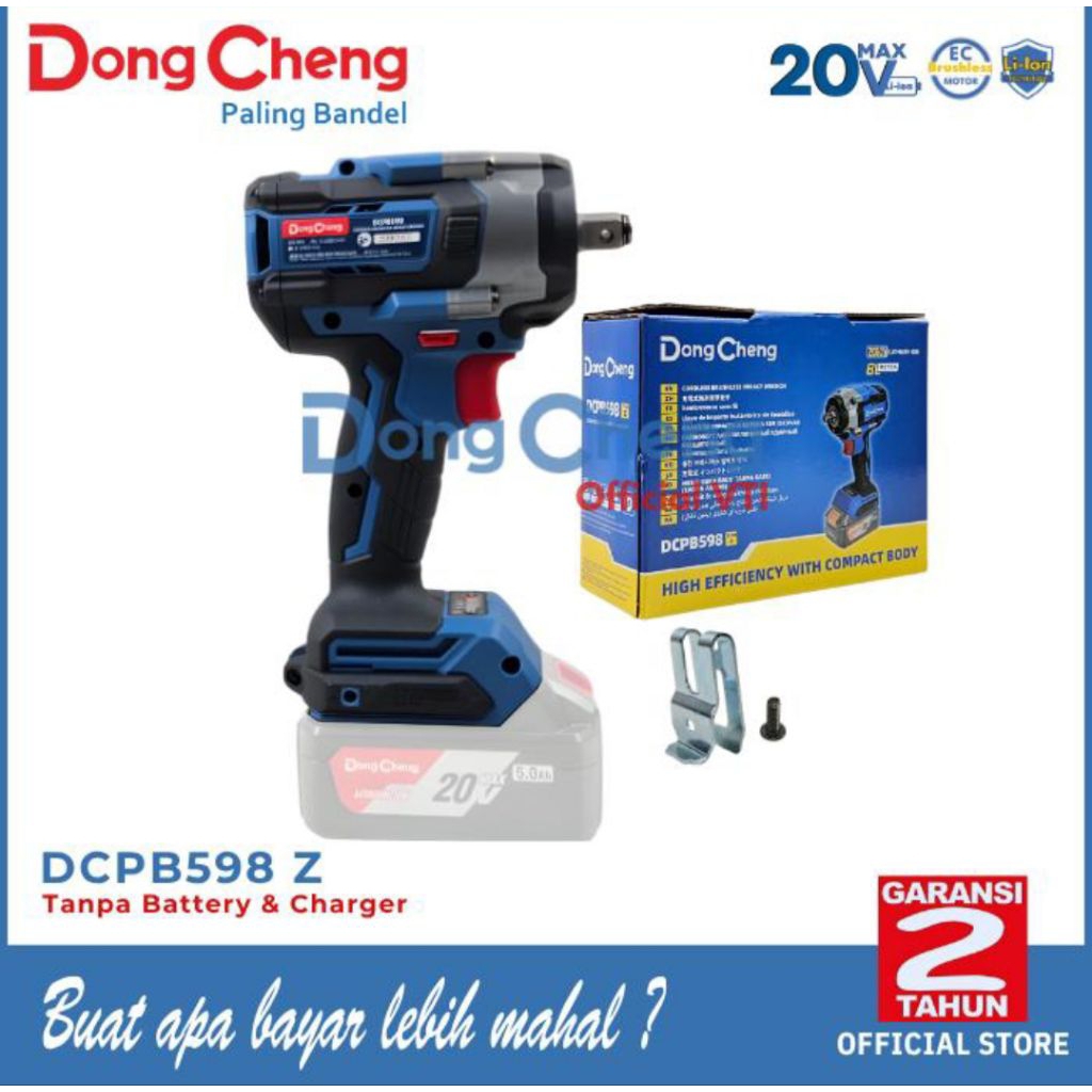 DongCheng DCPB598Z Mesin Pembuka Baut Cordless Brushless Impact Wrench 598Nm 20V 1/2" DCPB598 Z UNIT