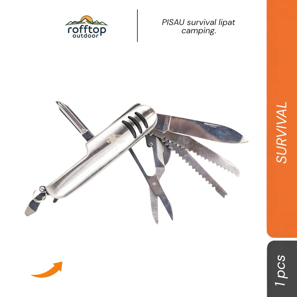 KNIFEZER Pisau Pocket Knife EDC Multifungsi 11in1 camping rooftop