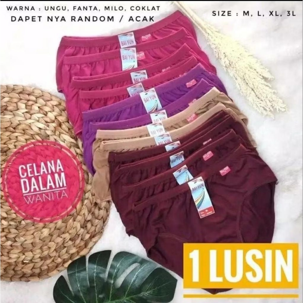 (COD) PROMO 12 PCS CELANA DALEM WANITA KATUN IMPORT / celana dalam wanita murah / Celana dalam wanit