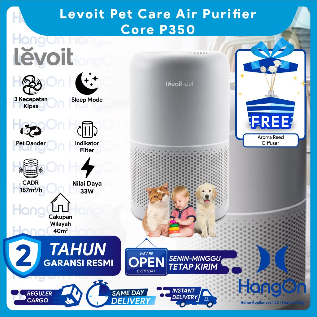Levoit Core P350 Pet Care Air Purifier True HEPA H13 Filter Original Pebersih Udara Ruangan Rumah Ka