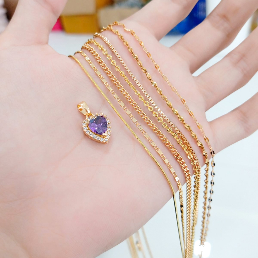 GPM Aneka Kalung Cantik Lapis Emas Free Liontin Love Permata Ungu Cantik