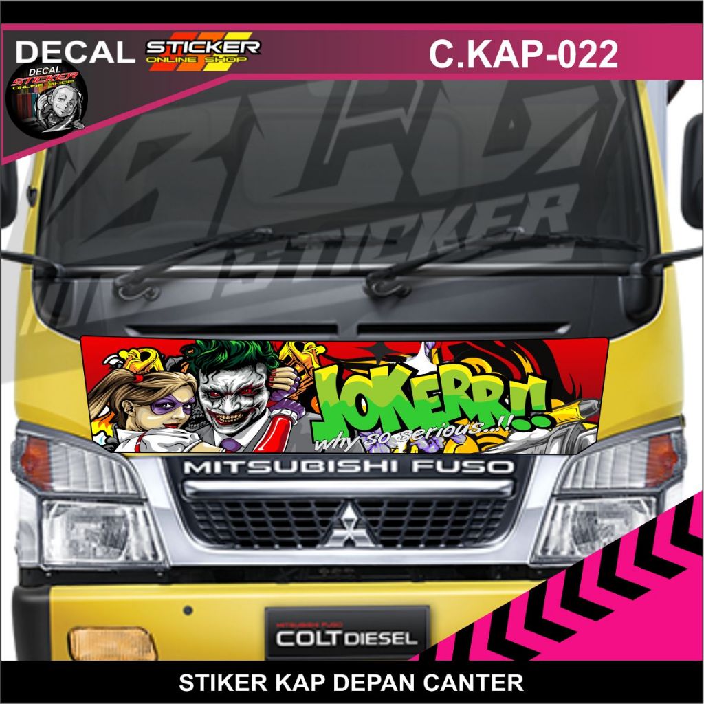 STICKER KAP DEPAN TRUCK CANTER DECAL MOTIF JOKER STIKER MOBIL KEREN
