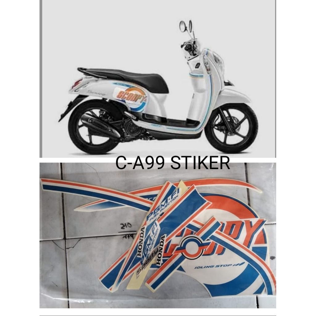 striping original Scoopy 2015 hitam merah putih fulset body