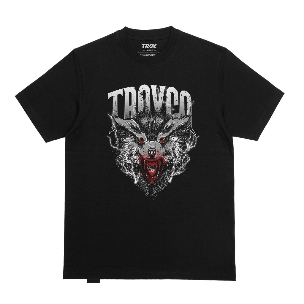 Troy Company Tshirt Black Dark Wolf - Kaos Lengan Pendek Kaos Hitam MTD 3526