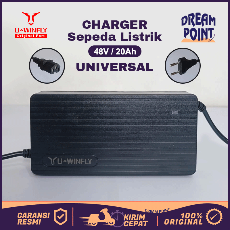 Charger Sepeda Listrik 48V 20Ah Carger aki Original Uwinfly Casan Sepeda Listrik Uwinfly