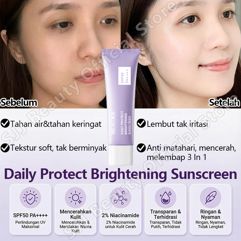 Sunblock wajah dan badan Sunscreen untuk flek hitam 30g Sunscreen mencerahkan wajah kusam Sunscreen 