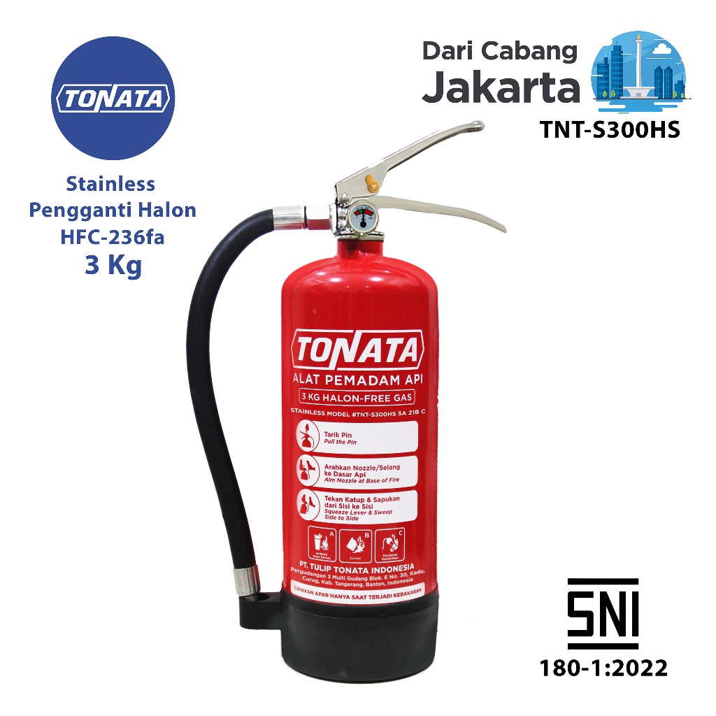 Alat Pemadam Api Stainless Tonata SNI / APAR Clean Agent HCFC/HFC 3 kg