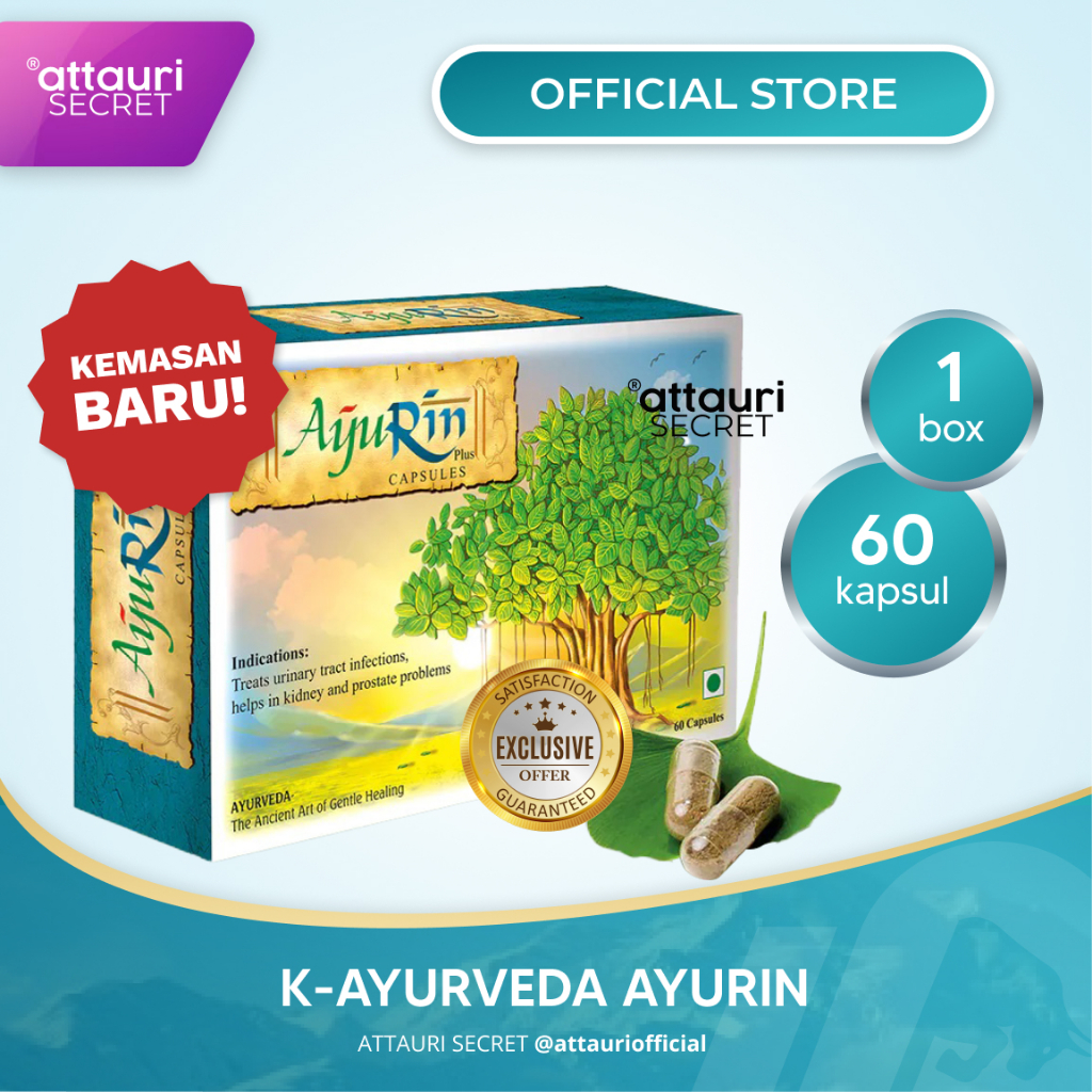 AYURIN [Kemasan Baru] Exclusive (1 Box isi 60 Kapsul) Original K-Link Anti Radang Batu Ginjal Ayurve