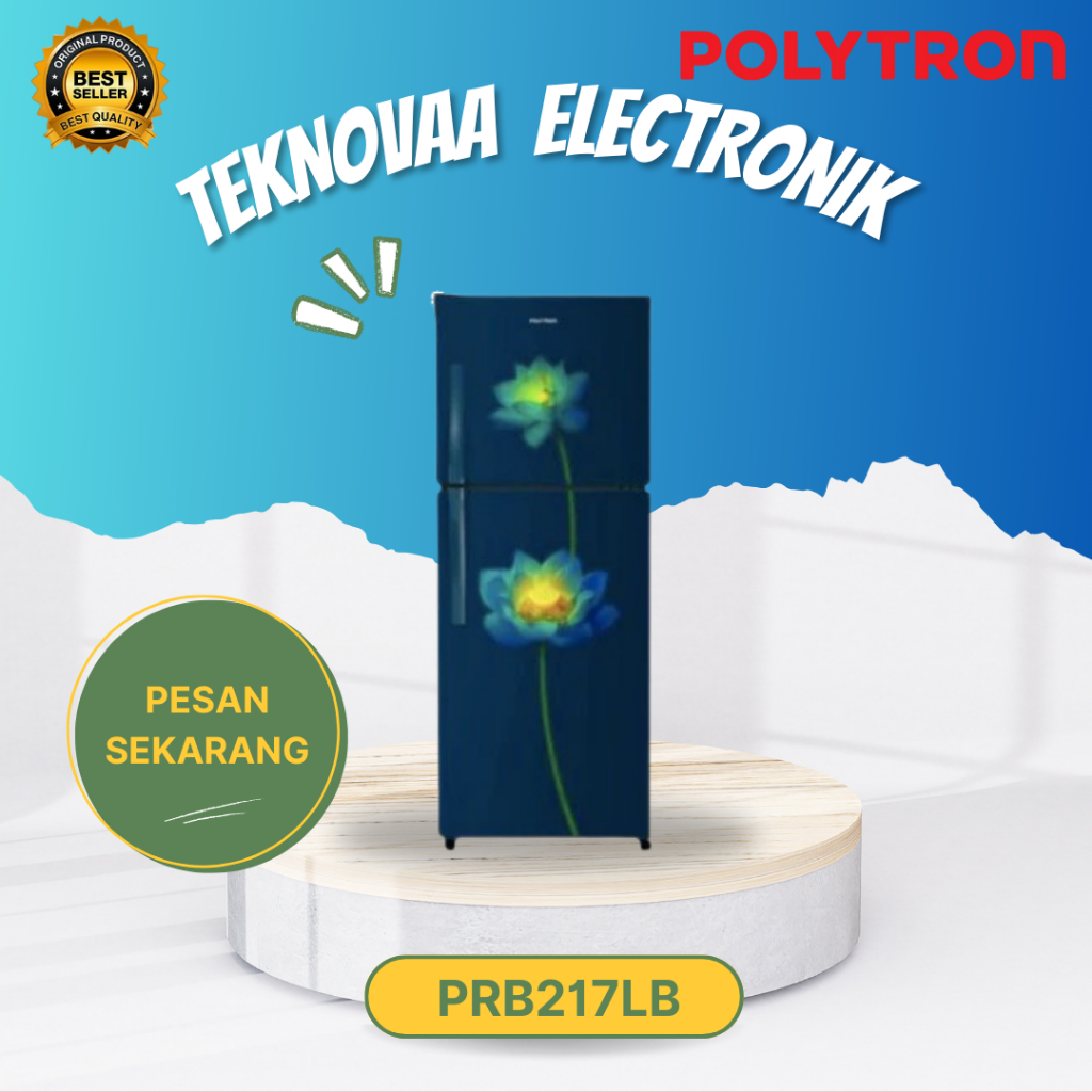 POLYTRON Kulkas 2 Pintu Beauty Steel PRB 217LB 210L/PRB-217LB/PRB 217LB/POLYTRON/KULKAS POLYTRON/KUL