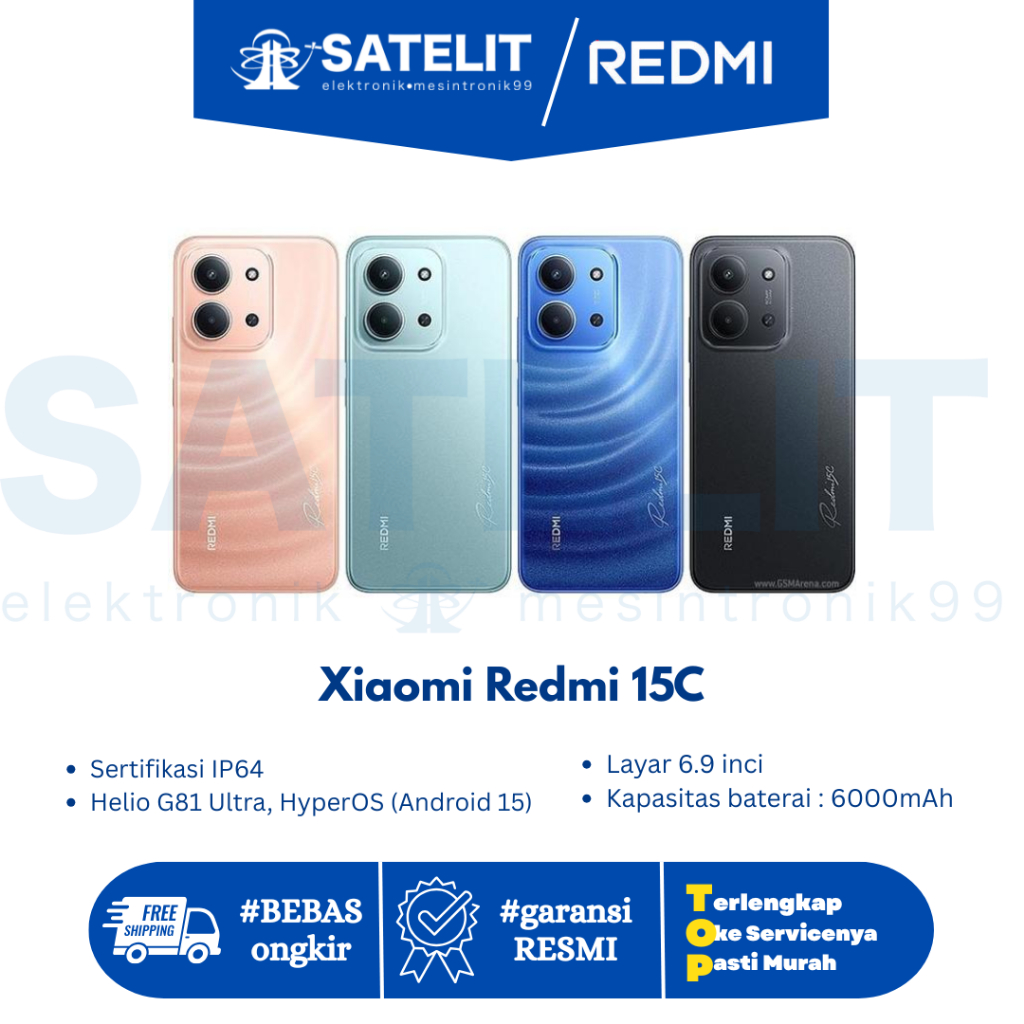 Xiaomi Redmi 15C RAM 6/128GB & 8/256GB | Smartphone Android | HP Redmi Terbaru Garansi Resmi