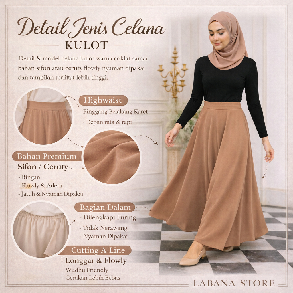 Celana Kulot Wanita Panjang Payung  Jumbo Full Puring Ceruty, Pakaian Bawahan Fashion Muslim Terbaru