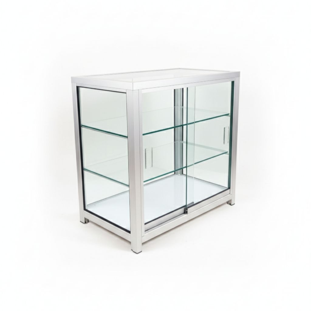 Lemari Etalase Rokok Kaca Minimalis 2 Rak