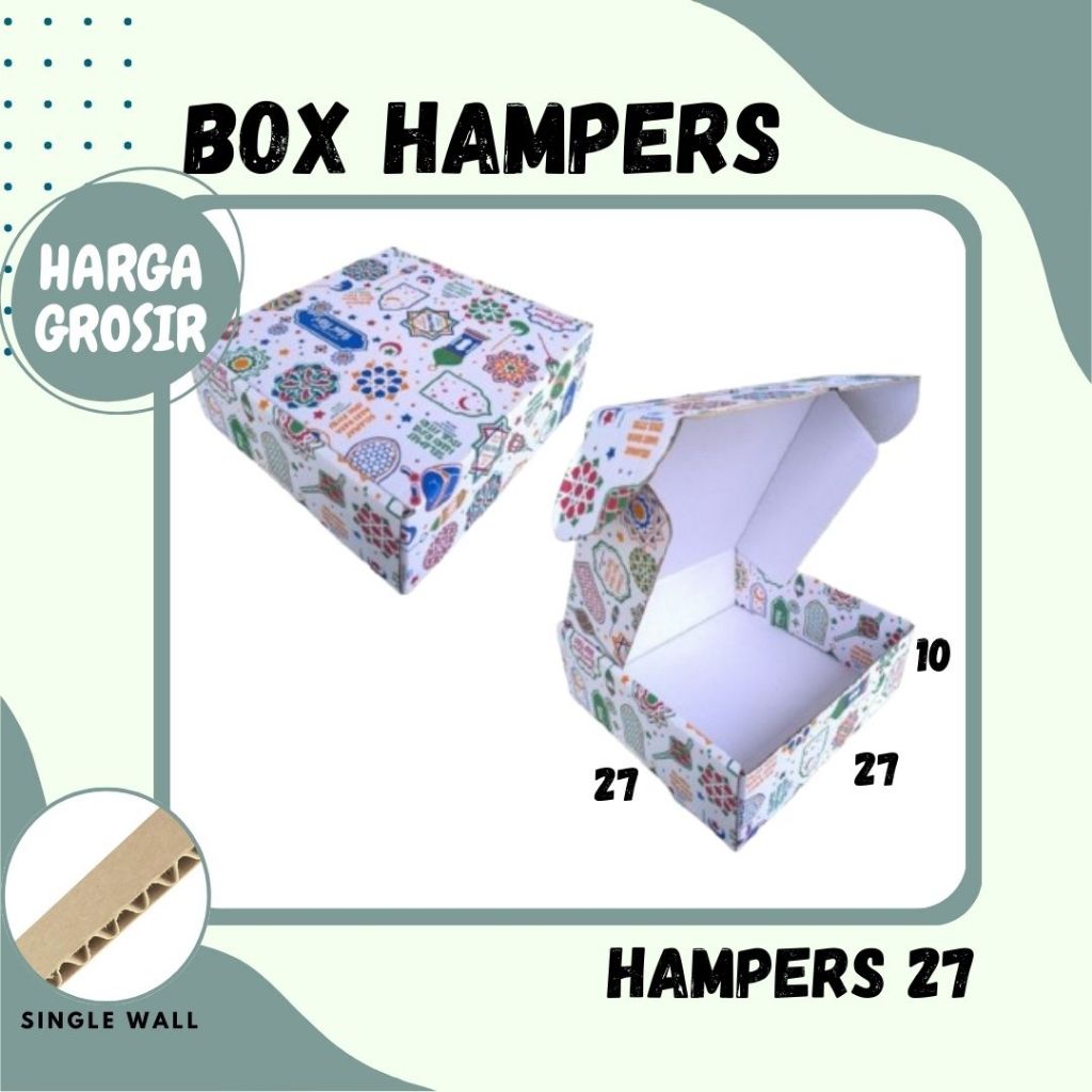 Box Lebaran 27x27x10 LS Kardus Hampers / Dus idul Fitri Packing/Karton/Polos/Hampers/Baju Kue Kering