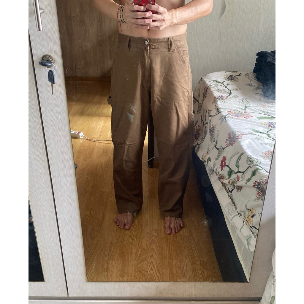 h & m carpenter pants denim brown