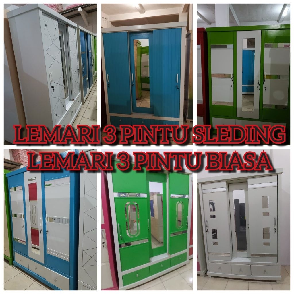LEMARI 3PINTU SLEDING/LEMARI 3 PINTU BIASA