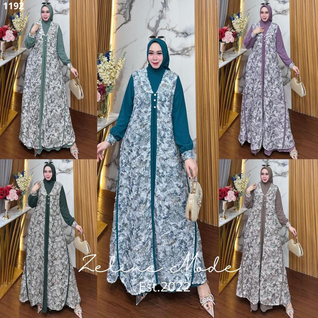 Gamis Hijab Plat gold Zeline Mode/COD