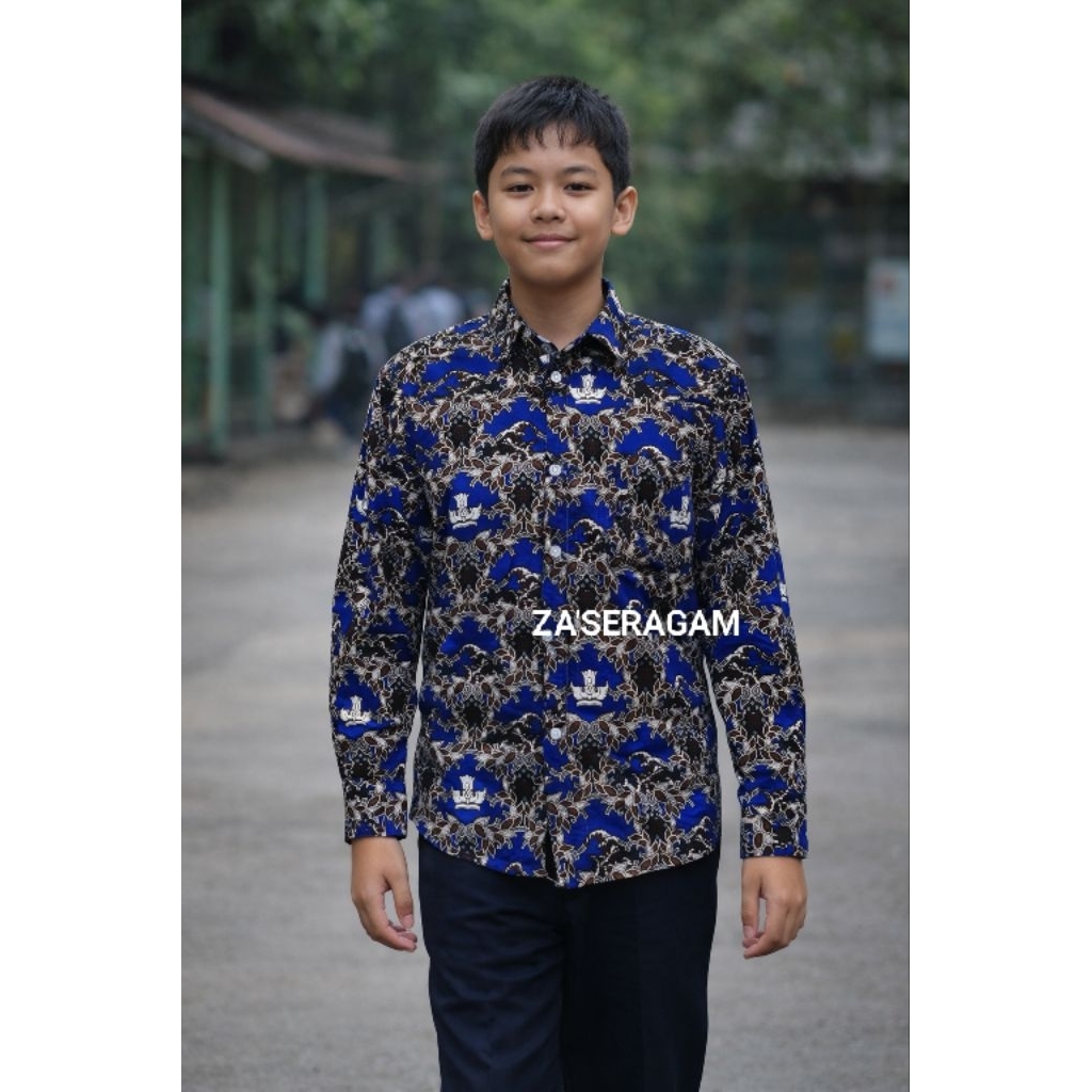 Batik SMP/Seragam Batik Sekolah SMP/Batik SMP Motif penyu Biru