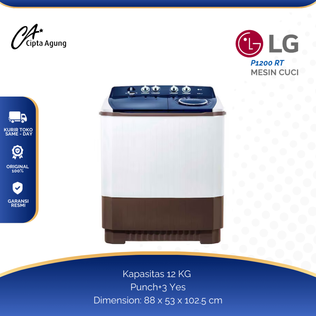 LG MESIN CUCI 2 TABUNG 12 KG P-1200RT / P 1200 RT LG MESIN CUCI 2 TABUNG 12 KG P1200RT / P1200 RT LG
