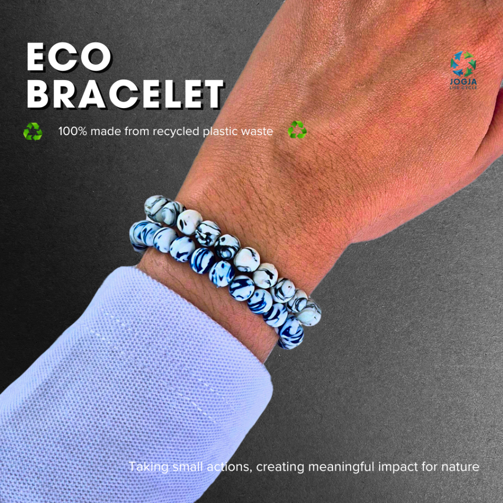 Gelang Daur Ulang Plastik Full Manik 8 mm Adjustable Bracelet Gelang Pria Wanita | Jogja Life Cycle