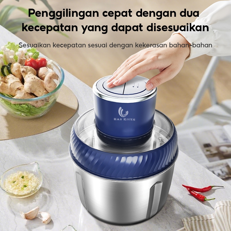 Hot Sale Han River Medan Chopper Blender 2.5L Penggiling Daging Bumbu Cabai Serbaguna 250W Stainless