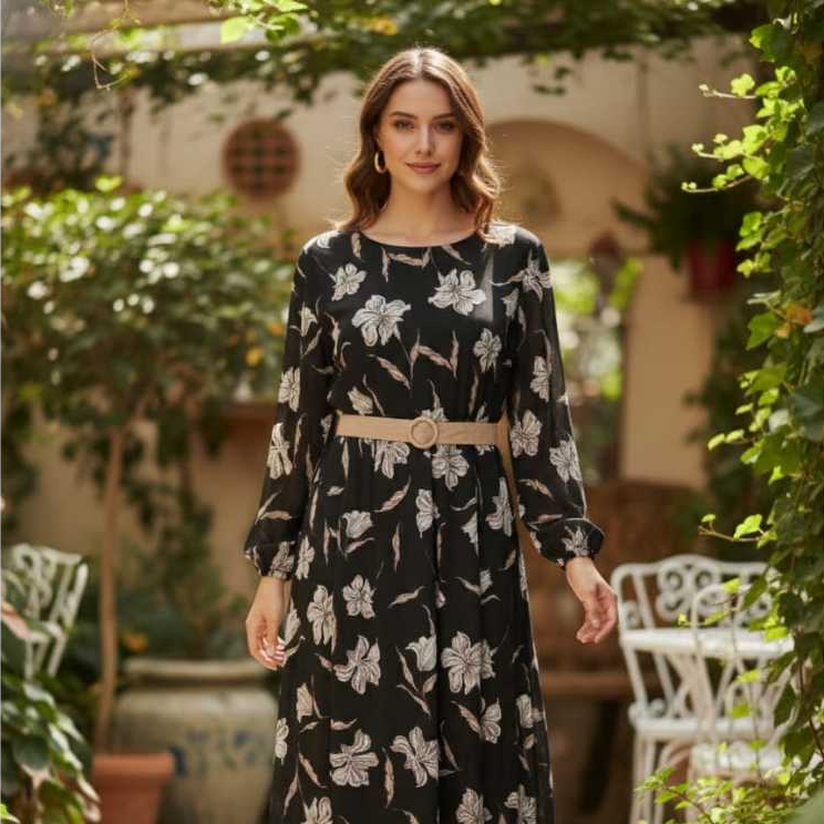 Gamis Wanita Jumbo Big Size LD 120 LD 130 Motif Bunga