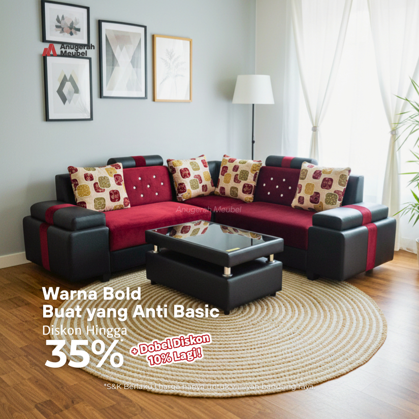 Anugerah Meubel Sofa Minimalis Sudut Sofa Ruang Tamu Sudut Forte Inferno