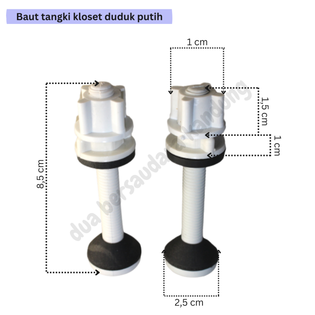 <dua pcs> Baut tangki kloset duduk plastik kuat // Karet Anti Bocor / Mur Toilet Duduk, Skrup Flush 