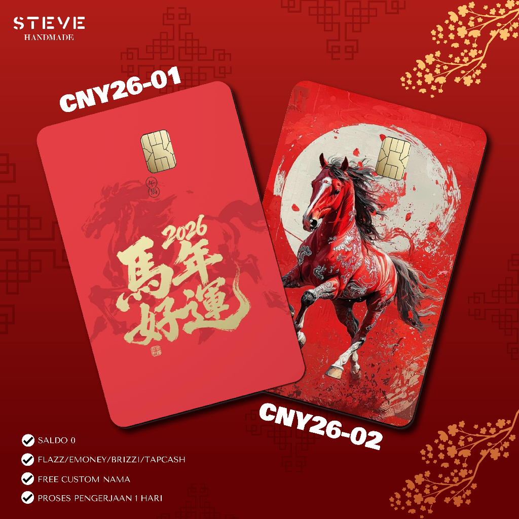 Flazz Gen 2 BCA Emoney Mandiri CNY 2026 Imlek Edition Custom Nama