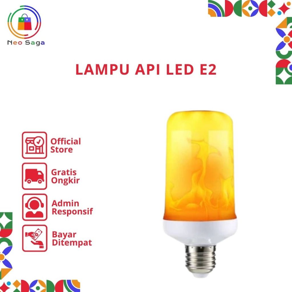 (NEOSAGA) Lampu Api LED E27 - 10W Flame Effect Obor Api LED Bohlam Lampu Hias Led Api Lampu Led Flam