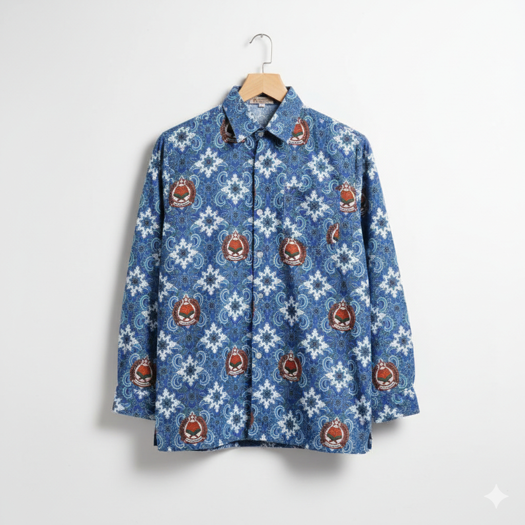 PAPY.KIDS- BATIK Mts MOTIF LUGINA BIRU /BATIK SEKOLAH LENGAN PANJANG PENDEK