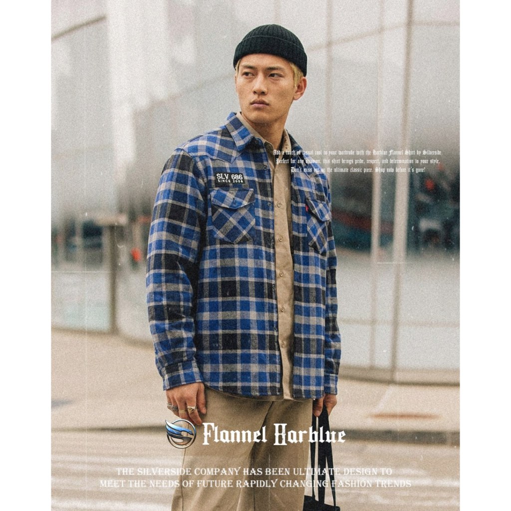 SILVERSIDE KEMEJA FLANNEL HARBLUE  | FLANNEL SHIRT | Shirt Kemeja Flannel Tangan Panjang