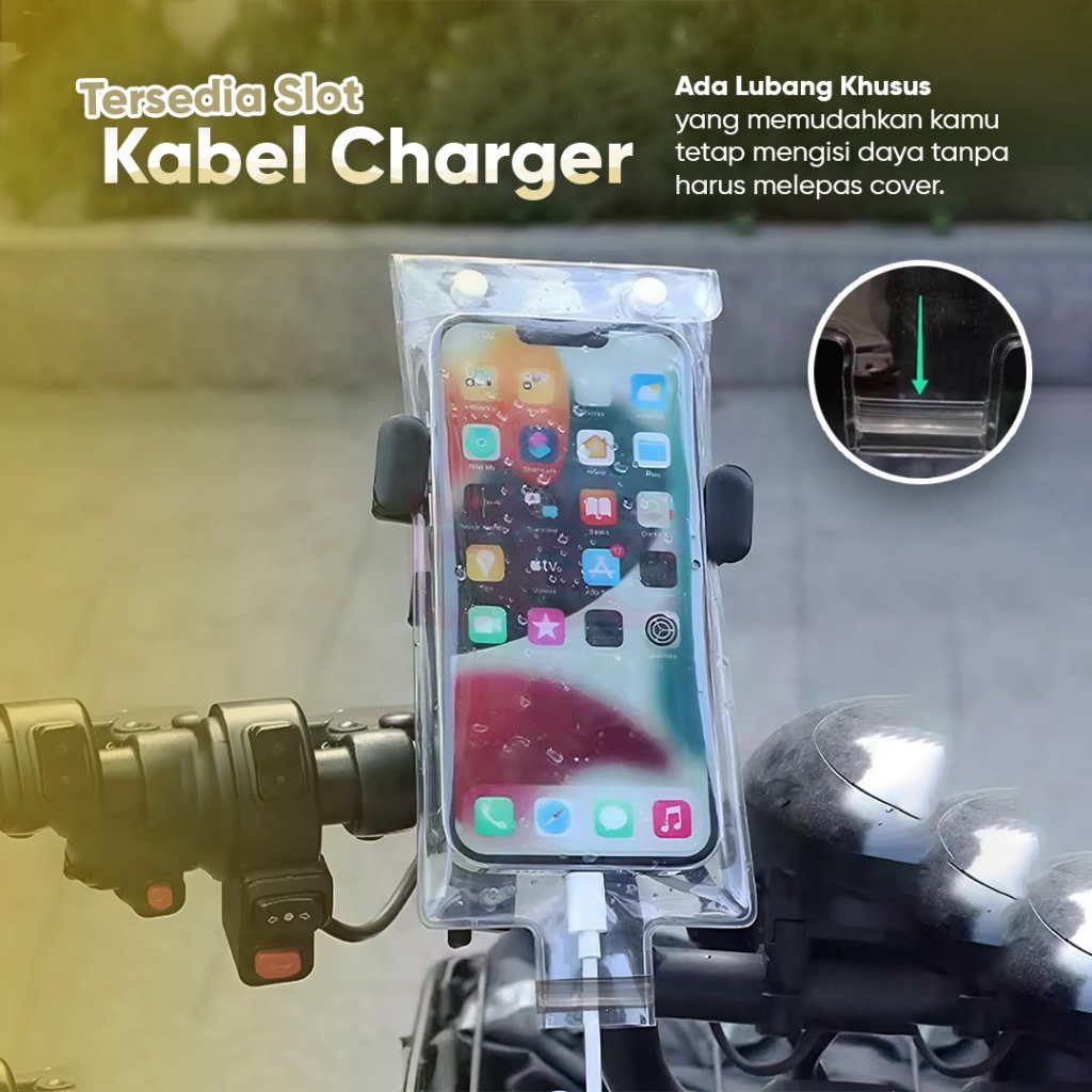 SUPERJAYA Sarung HP Cover HP Anti Air Bahan plastik tebal Rider Anti Air Motif Polos | Cover HP Anti