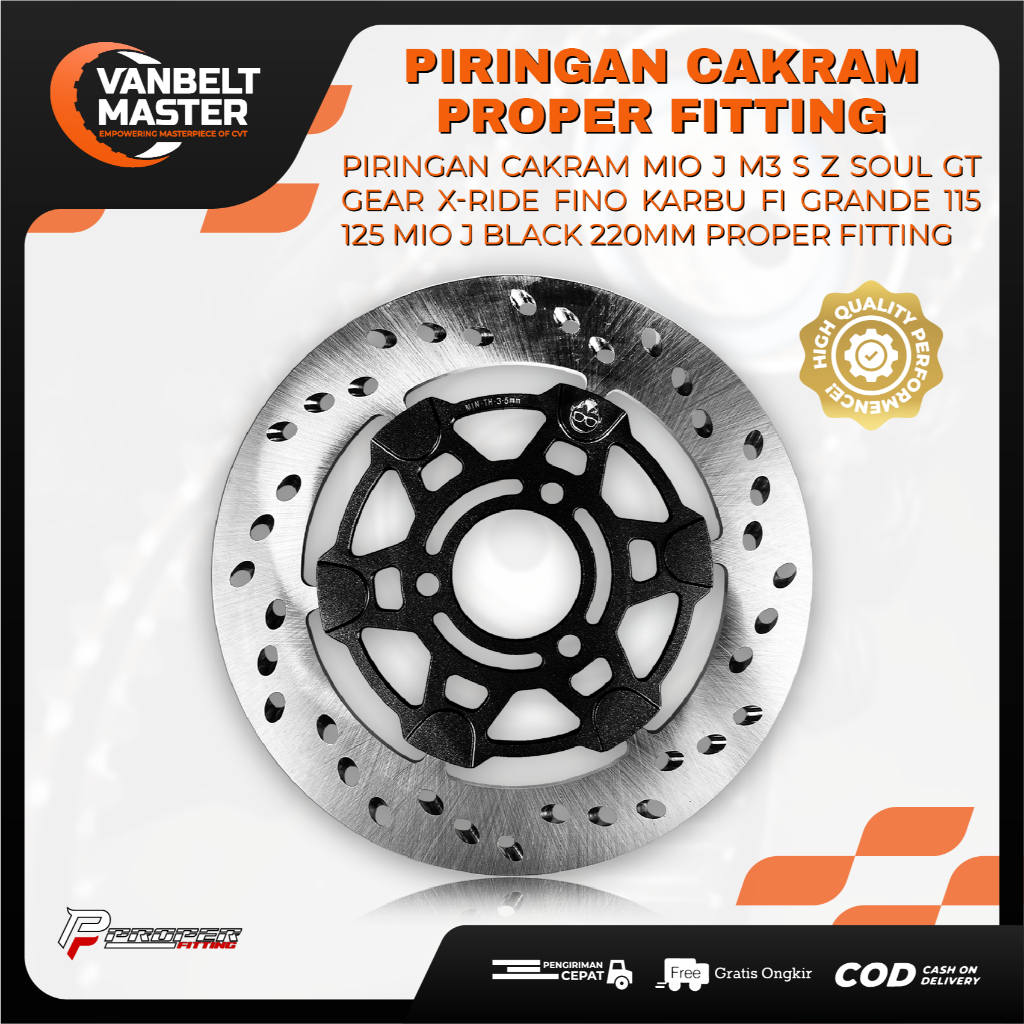 Piringan Cakram Disk Brake Floating 220mm Mio J M3 S Z Soul GT Fino 115 125 Karbu Fi Grande Black Hi